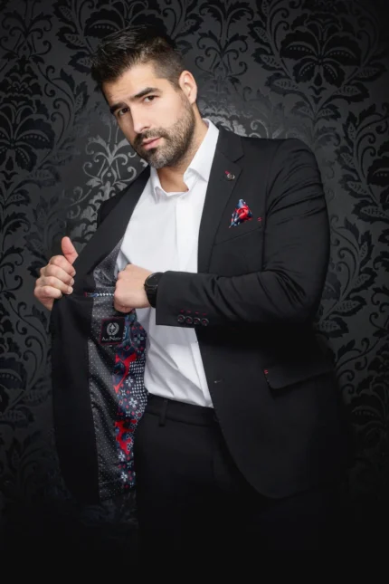 AU NOIR Giacomo Black Stretch Blazer